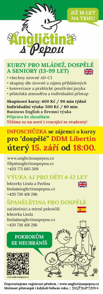 Angličtina s Pepou – INFOSCHŮZKA pro nové zájemce